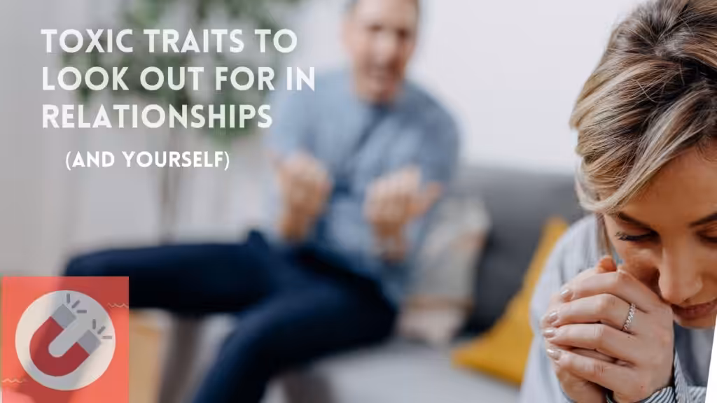 Two people in a tense conversation, representing toxic traits in relationships